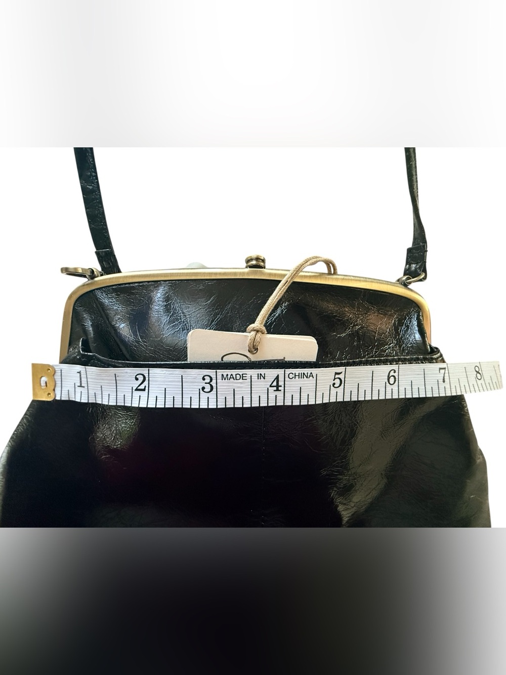 HOBO Black Leather Kiss-Lock Shoulder Clutch - Picture 9 of 12